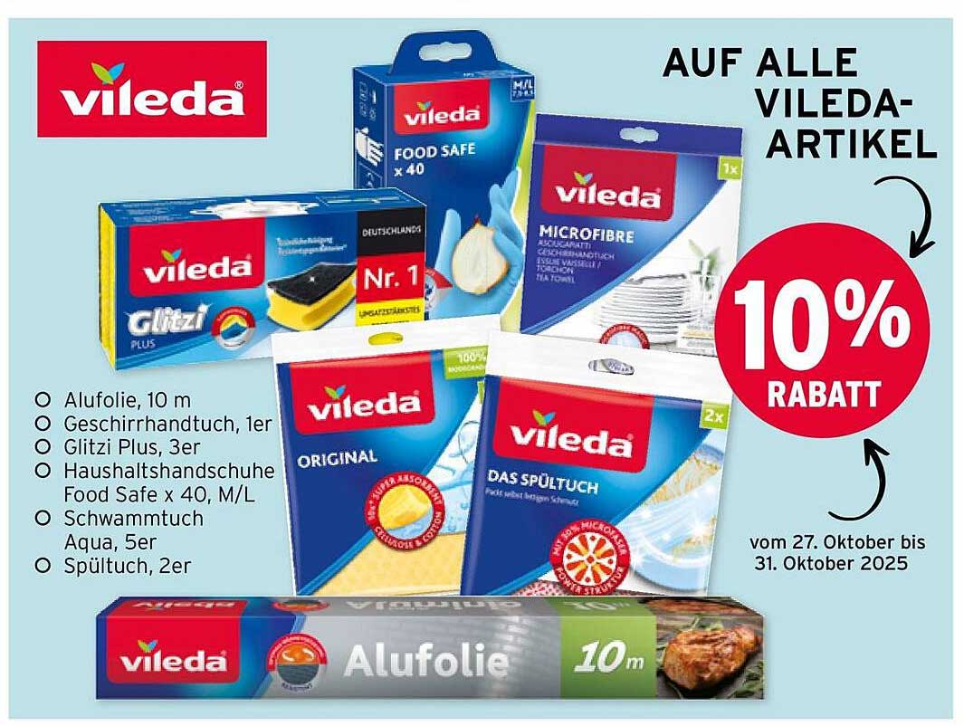 10% Rabatt auf alle Vileda-Artikel