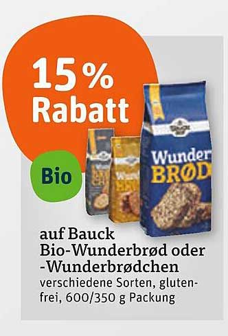 15 % Rabatt auf Bauck Bio-Wunderbrød oder -Wunderbrødchen