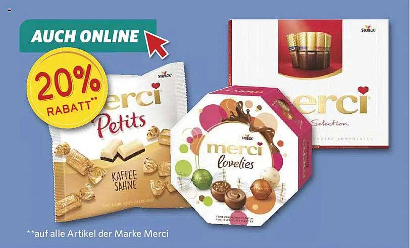 20% Rabatt auf alle Artikel der Marke Merci