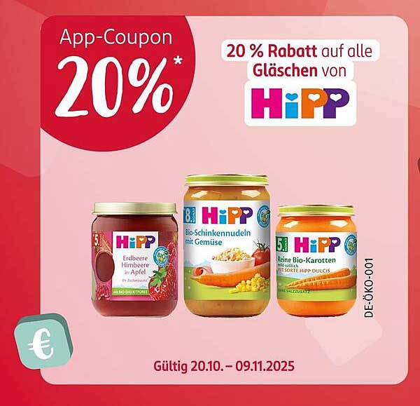 20 % Rabatt auf alle Gläschen von HiPP