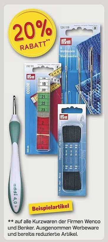 20% Rabatt auf alle Kurzwares der Firmen Wenco und Benker