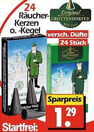 24 Räucher-Kerzen o. Kegel - Original Crottendorfer
