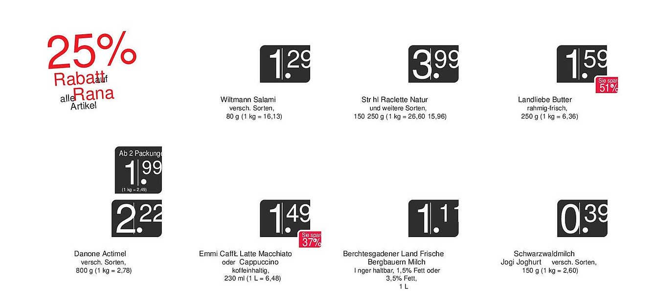 25% Rabatt auf alle Rana Artikel