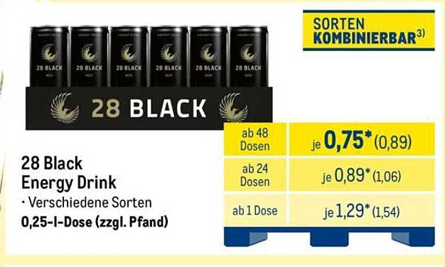 28 Black Energy Drink - Verschiedene Sorten