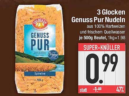 3 Glocken Genuss Pur Nudeln 500g