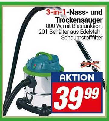 3-in-1-Nass- und Trockensauger 800 W