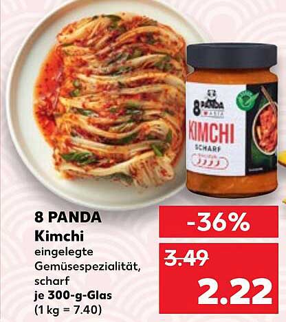 8 PANDA Kimchi eingelegete Gemüsespezialität, scharf je 300-g-Glas
