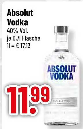 Absolut Vodka 40% Vol. je 0,71 Flasche
