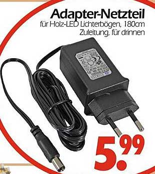 Adapter-Netzteil für Holz-LED Lichterbögen, 180cm Zuleitung, für drinnen