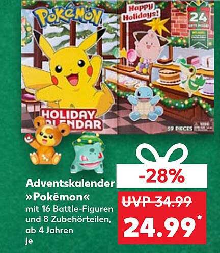 Adventskalender »Pokémon« mit 16 Battle-Figuren und 8 Zubehörteilen, ab 4 Jahren je