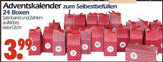 Adventskalender zum Selberbefüllen, 24 Boxen