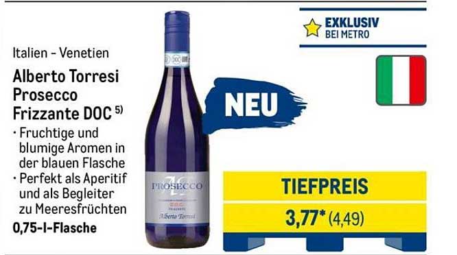 Alberto Torresi Prosecco Frizzante DOC 0,75 l Flasche