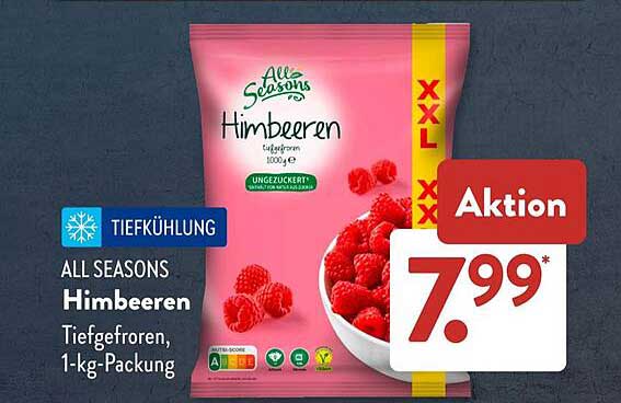ALL SEASONS Himbeeren tiefgefroren, 1-kg-Packung