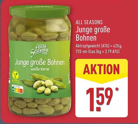 ALL SEASONS Junge große Bohnen 420g