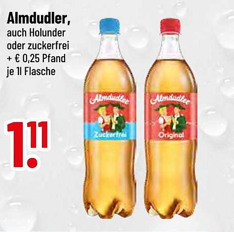 Almdudler – auch Holunder oder zuckerfrei 1,11 €