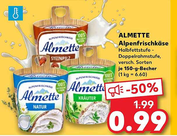 ALMETTE Alpenfrischkäse Halb-fettstufe - Doppelrahmstufe, verschiedene Sorten