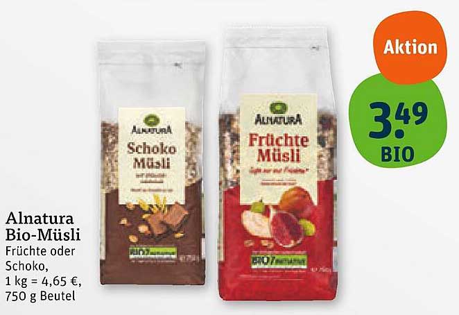 Alnatura Bio-Müsli – Früchte oder Schoko