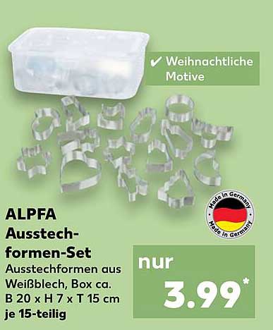 ALPFA Ausstechformen-Set 15-teilig für nur 3,99 €