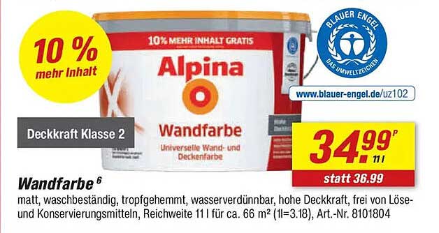 Alpina Wandfarbe 10 % mehr Inhalt