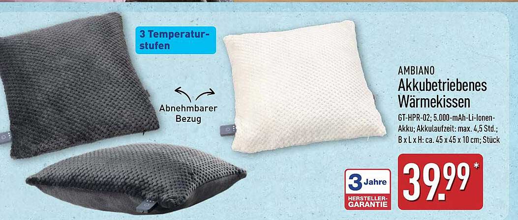 AMBIANO Akkubetriebenes Wärmekissen