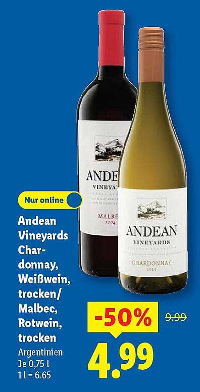 Andean Vineyards Chardonnay und Malbec, trocken - Nur online erhältlich