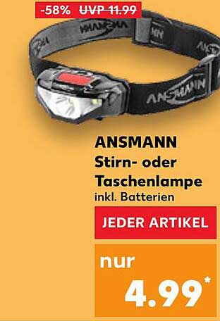 ANSMANN Stirn- oder Taschenlampe inkl. Batterien