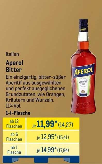 Aperol Bitter 1-Liter-Flasche