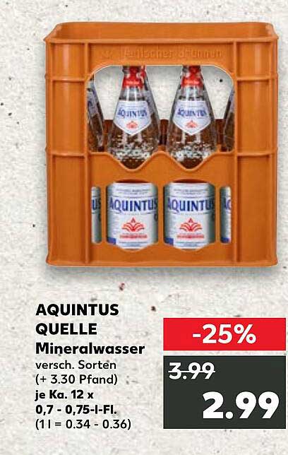 AQUINTUS QUELLE Mineralwasser 12 x 0,75 l