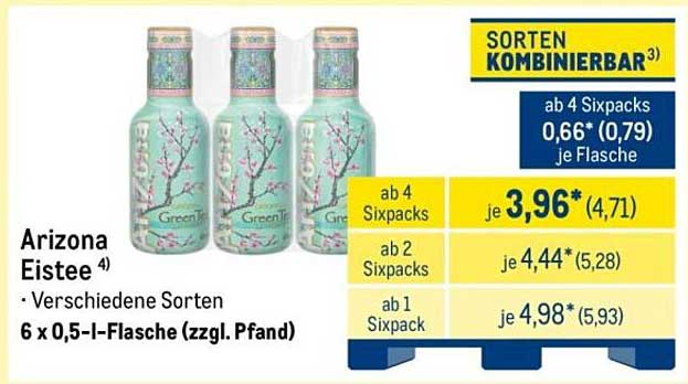 Arizona Eistee 6 x 0,5-l-Flasche (zzgl. Pfand)