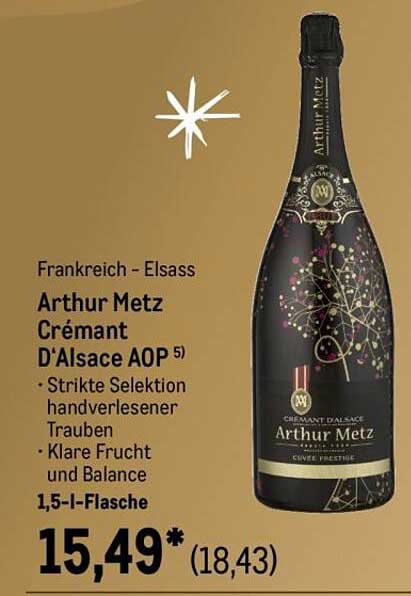 Arthur Metz Crémant D'Alsace AOP 1,5 l Flasche