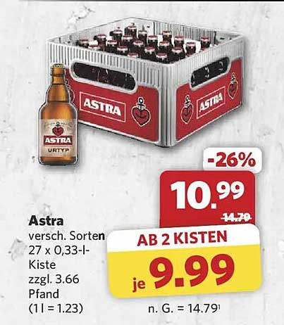 Astra Bier – 27 x 0,33 l Kiste