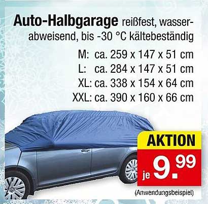 Auto-Halbgarage reißfest, wasserabweisend, bis -30 °C kältebeständig