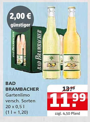 BAD BRAMBACHER Gartenlimonade 20 x 0,5 l