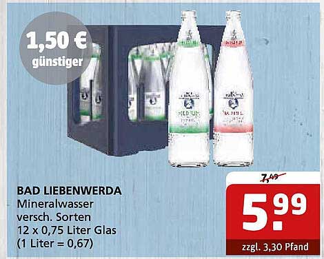 BAD LIEBENWERDA Mineralwasser - 12 x 0,75 Liter Glas
