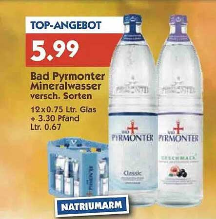 Bad Pyrmonter Mineralwasser versch. Sorten
