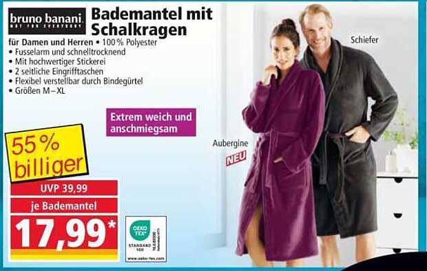 Bademantel mit Schalkragen von bruno banani