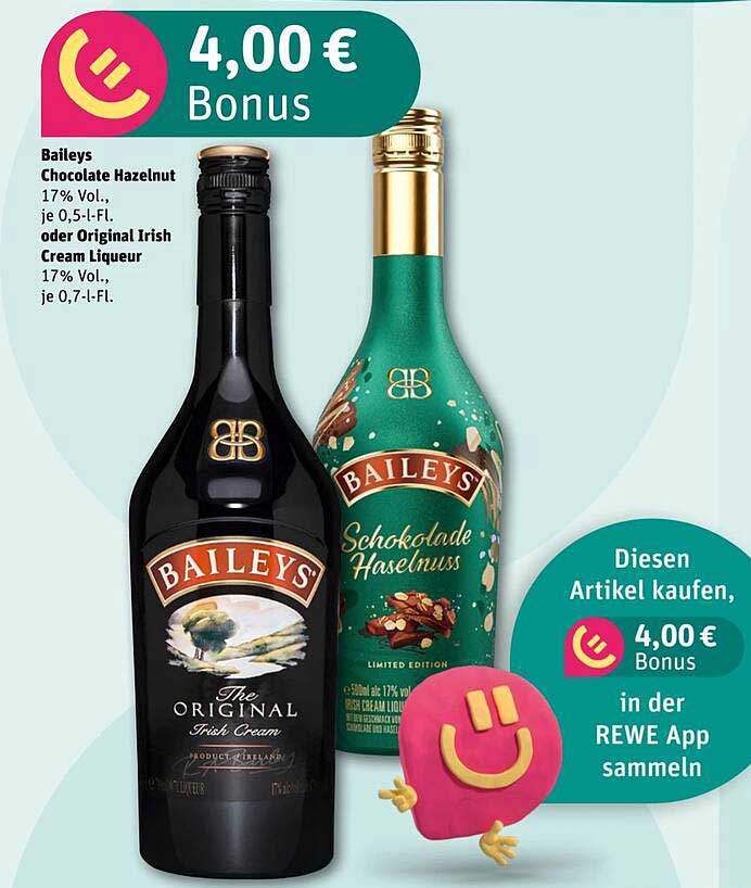 Baileys Chocolate Haselnuss oder Original Irish Cream Liqueur 0,5 L, 17% Vol.