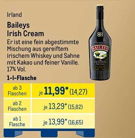 Baileys Irish Cream 1-Liter-Flasche