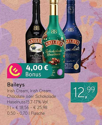 Baileys Irish Cream, Chocolate oder Schokolade Haselnuss