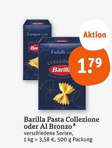 Barilla Pasta Collezione oder Al Bronzo 500 g - Angebot zum Sonderpreis!