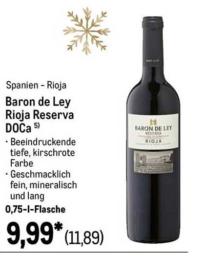 Baron de Ley Rioja Reserva DOCa - 0,75 l-Flasche