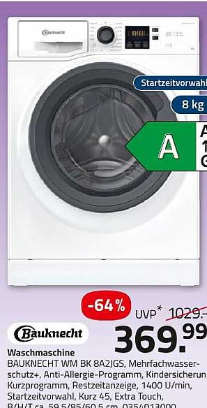BAUKNECHT WM BK 8A2JGS Waschmaschine