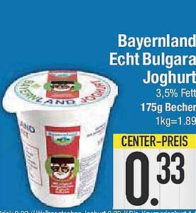 Bayernland Echt Bulgarischer Joghurt 175g Becher