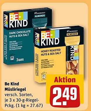 Be Kind Müsliriegel - Verschiedene Sorten, je 3 x 30-g-Riegel