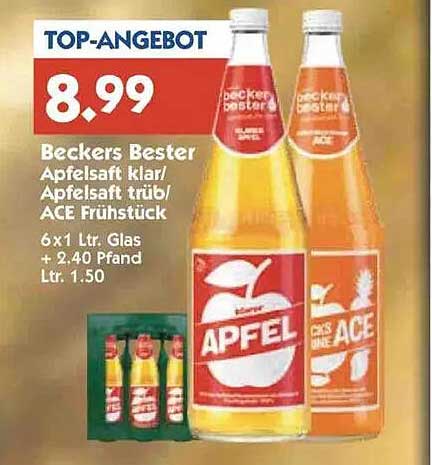 Beckers Bester Apfelsaft klar/APFELSAFT trüb/ACE Frühstück