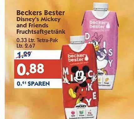 Beckers Bester Disney's Mickey and Friends Fruchtsaftgetränk 0,33 L Tetra-Pak