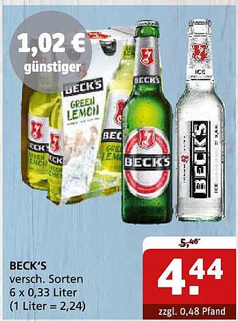 BECK'S 6 x 0,33 Liter in verschiedenen Sorten