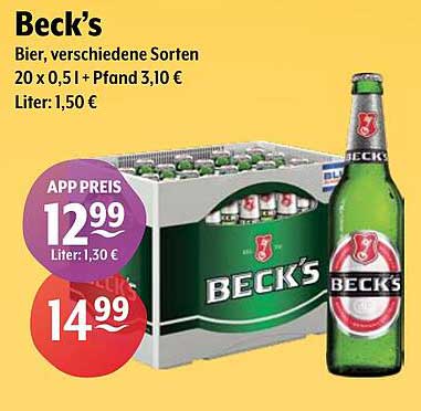 Beck's Bier, verschiedene Sorten, 20 x 0,5 l