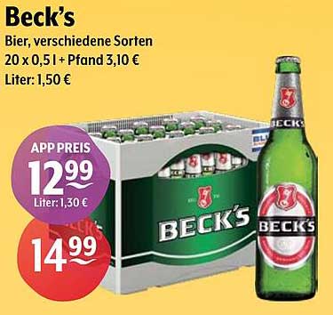 Beck's Bier, verschiedene Sorten 20 x 0,5 l + Pfand 3,10 €