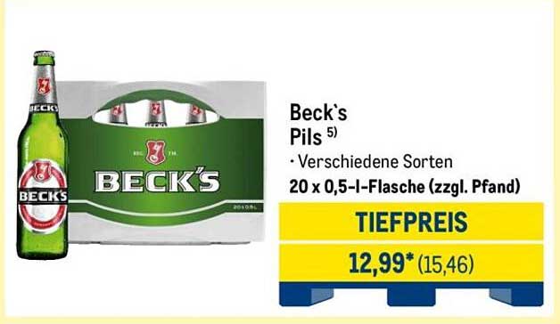 Beck's Pils - 20 x 0,5-l-Flasche (zzgl. Pfand)
